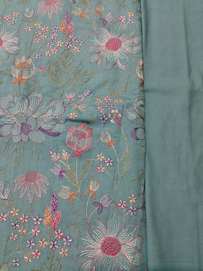 (R25-238) I Rahwaleen Embroidery Karandi Suit (3-Piece) | 🦋 Turquoise Harmony | Bareeze Prints