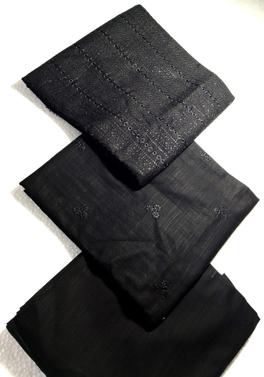 (R25-256) I Rahwaleen Embroidery Khaddar Suit (2-Piece) | 🖤 Noir Elegance | Bareeze Prints