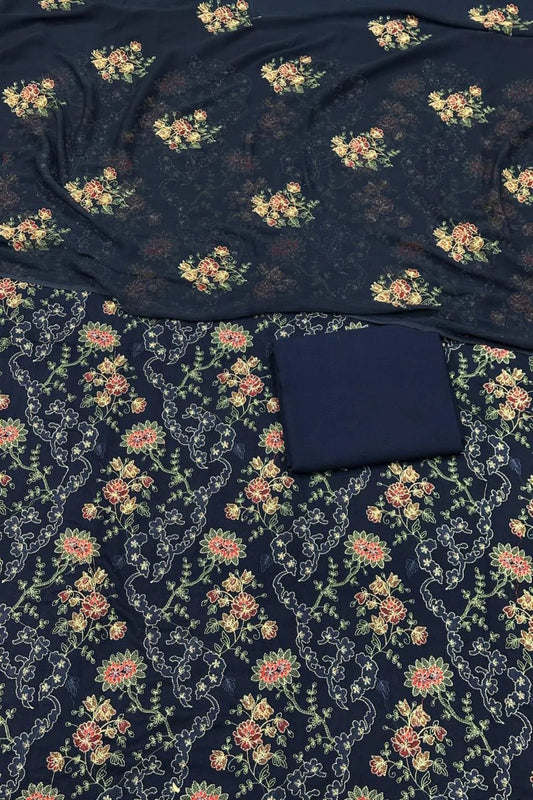 A1 - Rahwaleen Luxury Karandi Embroidered Suit (3-Piece) | Bareeze Prints | (R25-236)