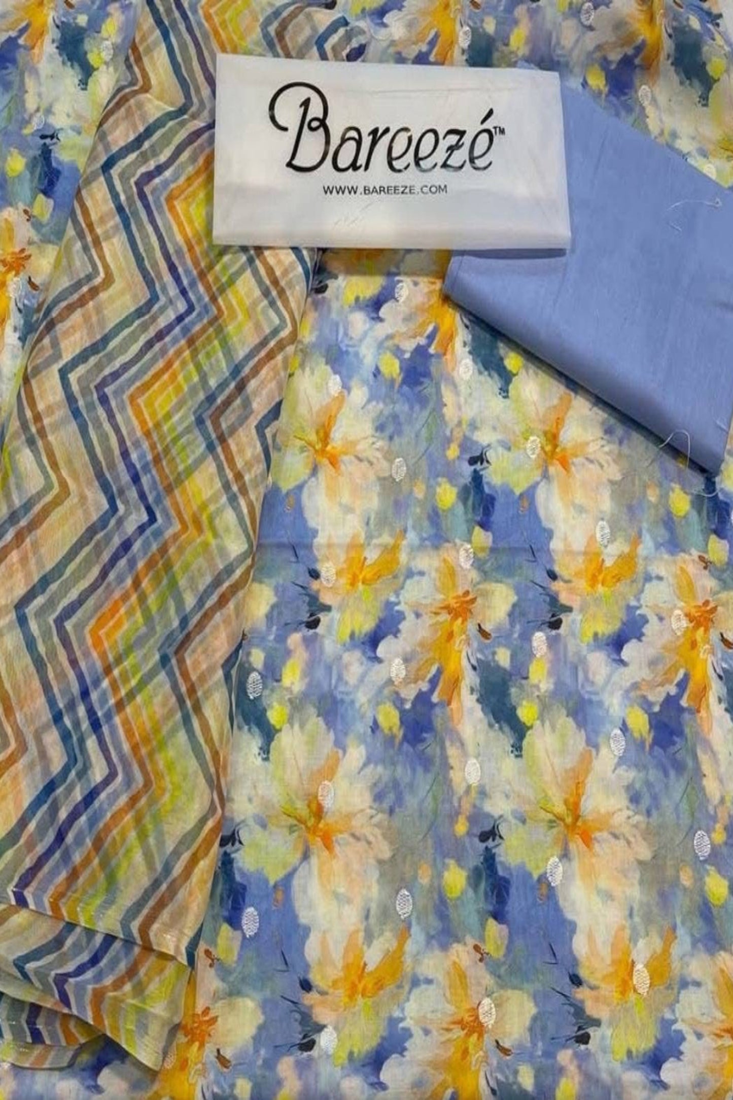 X Rahwaleen Printed Lawn Suit (3-Piece) | Bluish 🌼 | (R25-002)