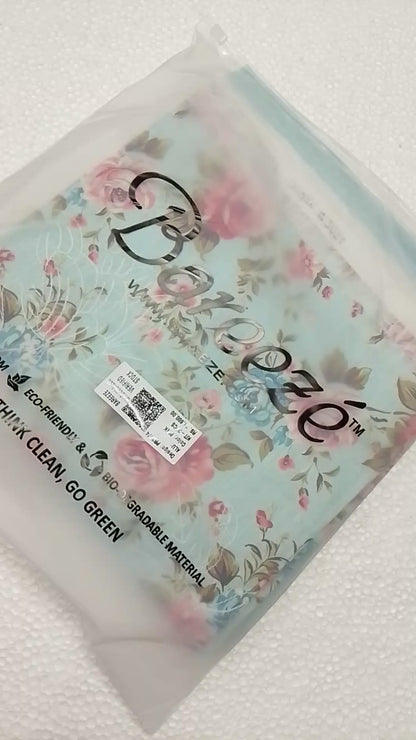 (R25-207) | Rahwaleen Printed Khaddar Suit (3-Piece) | 🌊 Aqua Bloom | Bareeze Prints