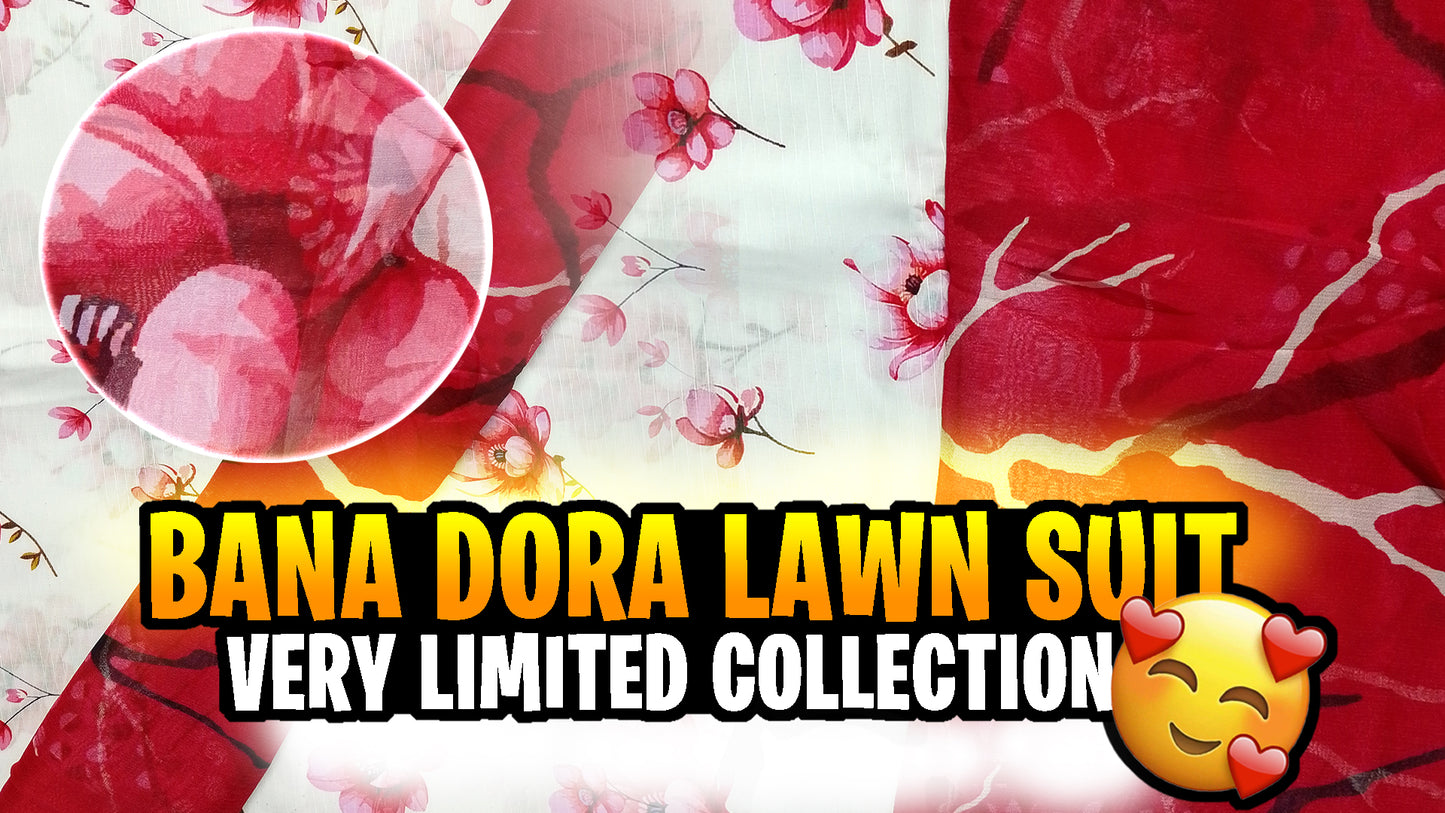 Rahwaleen Printed Lawn Suit (3-Piece) |🌈 Bana Dora Collection | (R25-135)